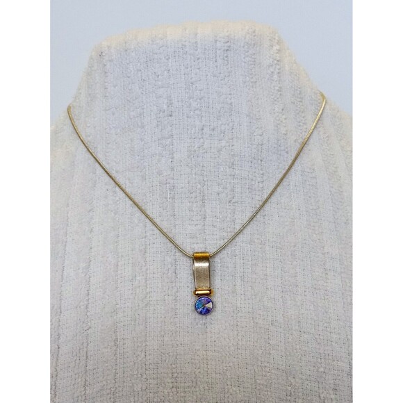 Premier Designs Two Tone Aurora Borealis Pendant Necklace 17 in - Picture 1 of 9
